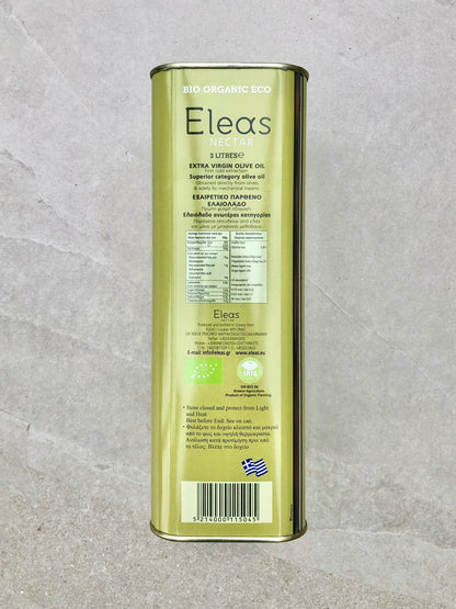Eleas 3 L - Biologische Extra Vergine Olijfolie - ambachtelijk, erg lekker, goed voor milieu - VILLA - EVOO